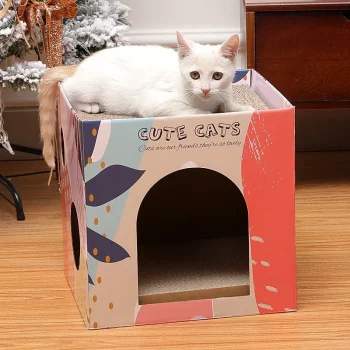 Patterned Cardboard Scratching Cat Cave Bed