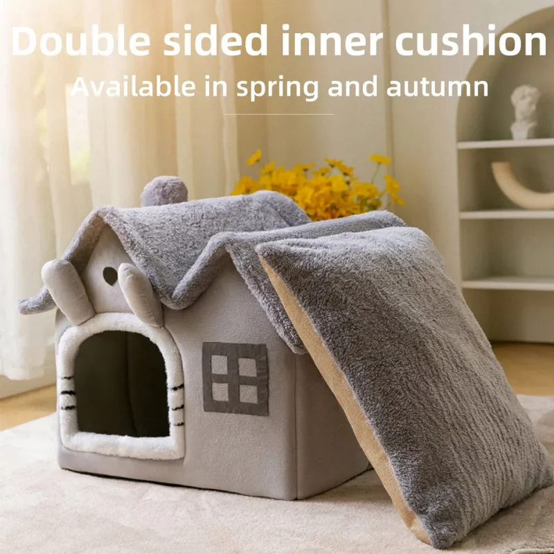 Plush Foldable Cosy House Bed Cave - Image 2