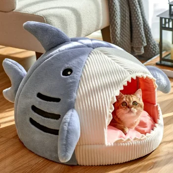 Novelty Shark Cat Cave Bed