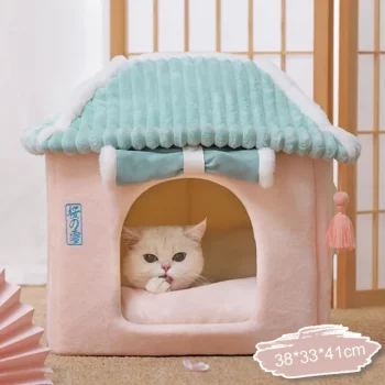 Novelty Plush House Cat Cave Bed