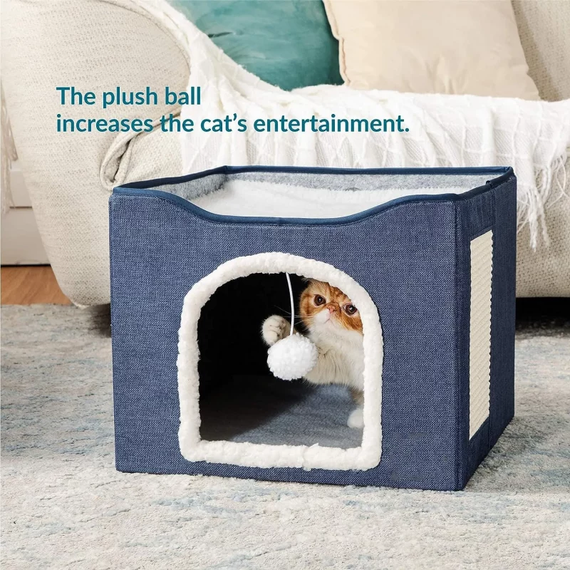 Soft Foldable Cat Cave with Scratch Pad - Image 3