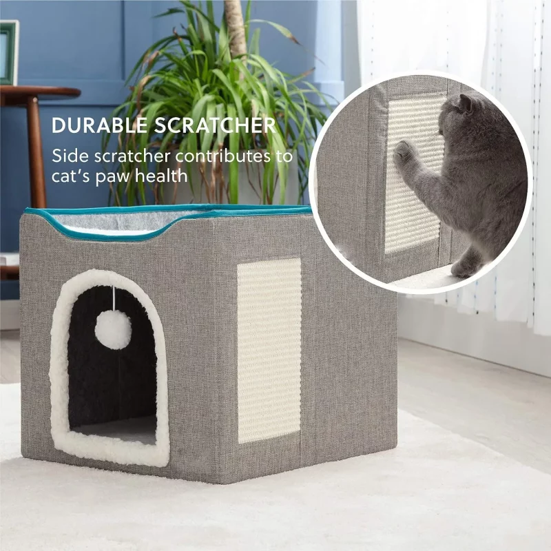 Soft Foldable Cat Cave with Scratch Pad - Image 5