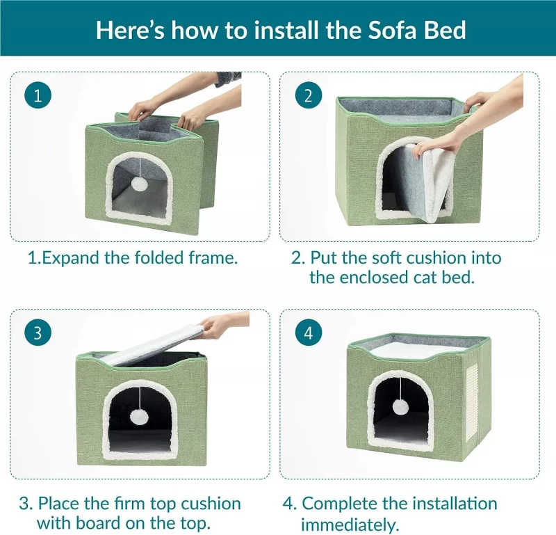 Soft Foldable Cat Cave with Scratch Pad - Image 7