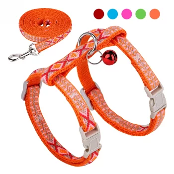 Bright Reflective Zigzag Harness and Leash Set