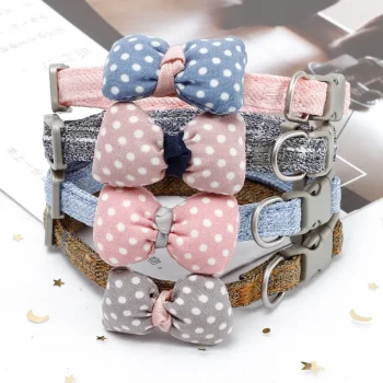 Fabric Polka Dot Bow Collar