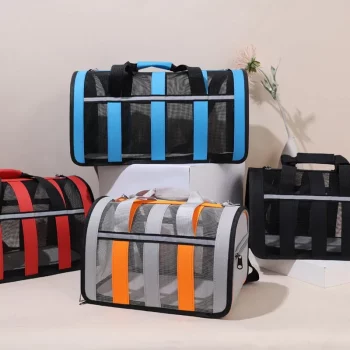 Mesh Breathable Stripe Shoulder Strap Pet Carrier