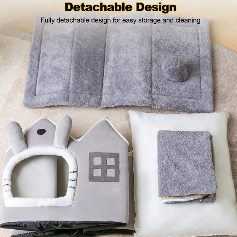 Plush Foldable Cosy House Bed Cave - Image 7