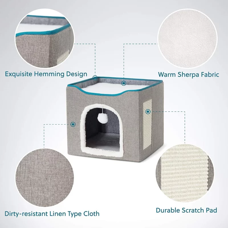 Soft Foldable Cat Cave with Scratch Pad - Image 9