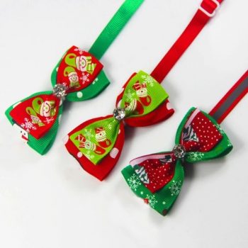 Novelty Christmas Bow Adjustable Collar with Shining Rhinestone (3 pack)