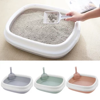 Anti-Splash Cat Litter Tray Box with Scoop