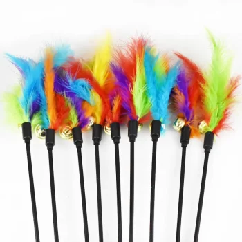 Feather Bell Teaser Cat Stick Wand Toy (3 Pack)