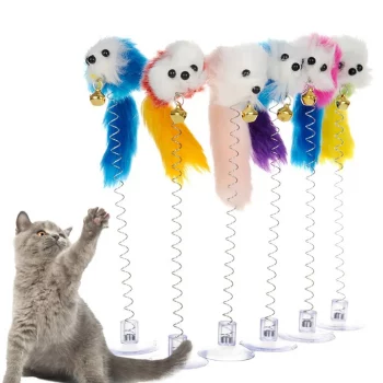 Dog Feather Interactive Spring Suction Cat Toy (3 pack)