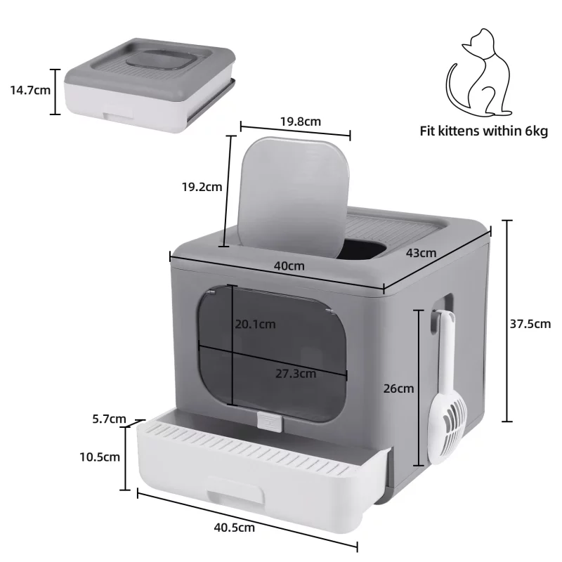 Foldable Cat Litter Box with Scoop and Filter Foam - Image 4