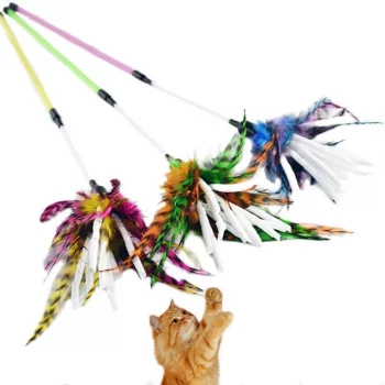 Feather Teaser Cat Stick Wand Toy (3 Pack)
