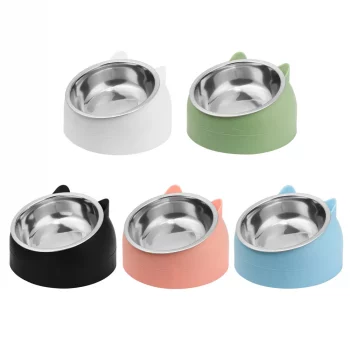 Tilted Elevated Stainless Steel Food Bowl