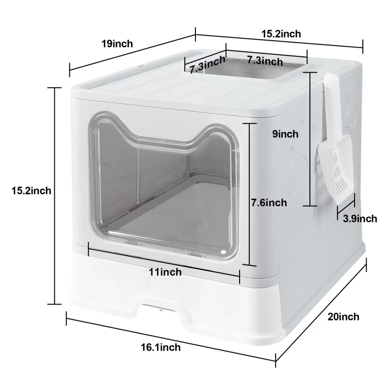 Foldable Front Entry Top Exit Cat Litter Box with Scoop - Image 6
