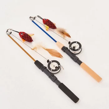 Fishing Rod Fish Feather Cat Stick Wand Toy