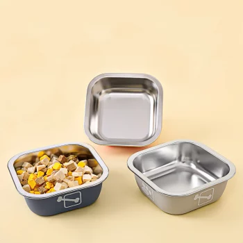 Square Stainless Steel Food Water Bowl